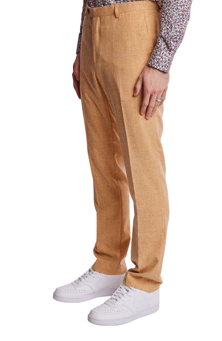 PAISLEY & GRAY Downing Slim Flat Front Crosshatch Dress Pants, Alternate, color, Mustard Melange