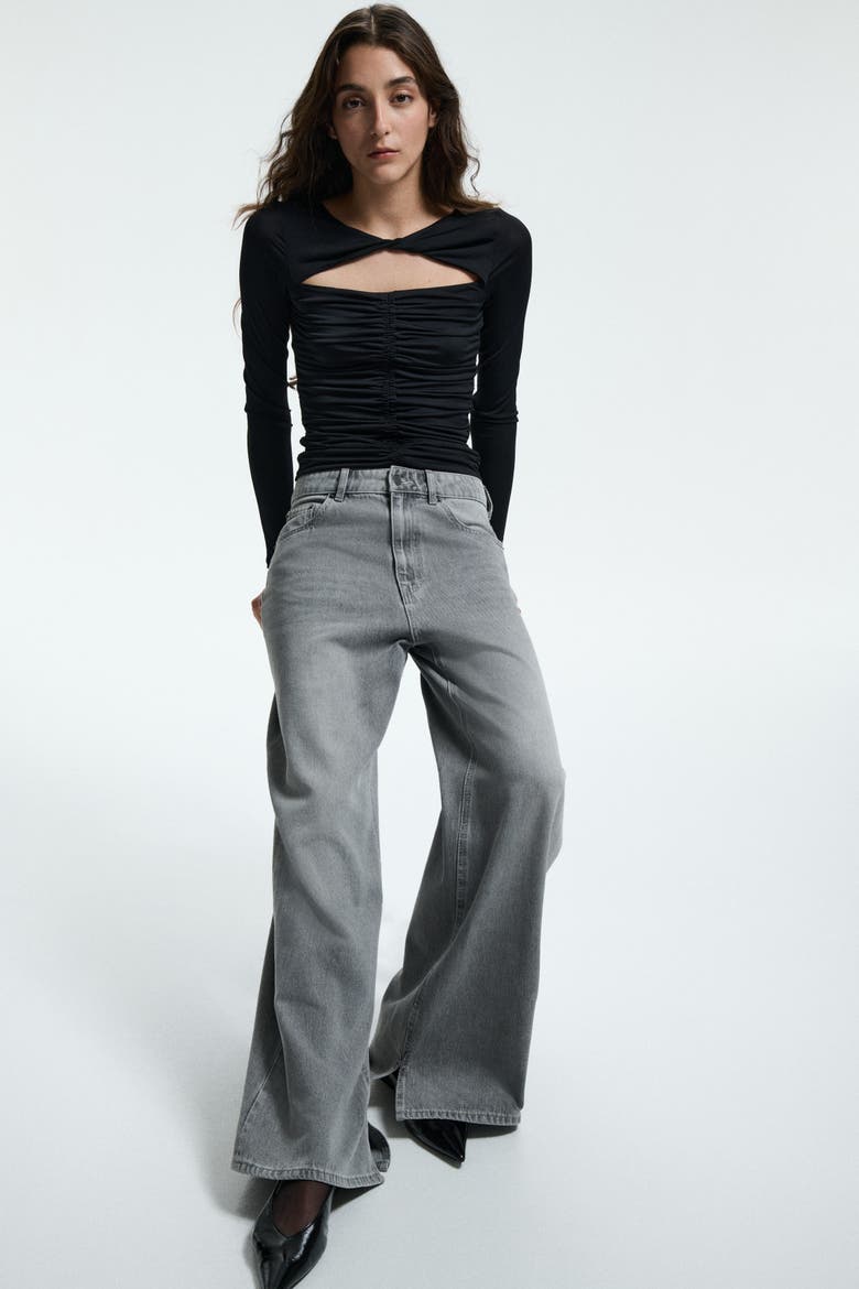 Cut-out Jersey Top, Alternate, color, Black