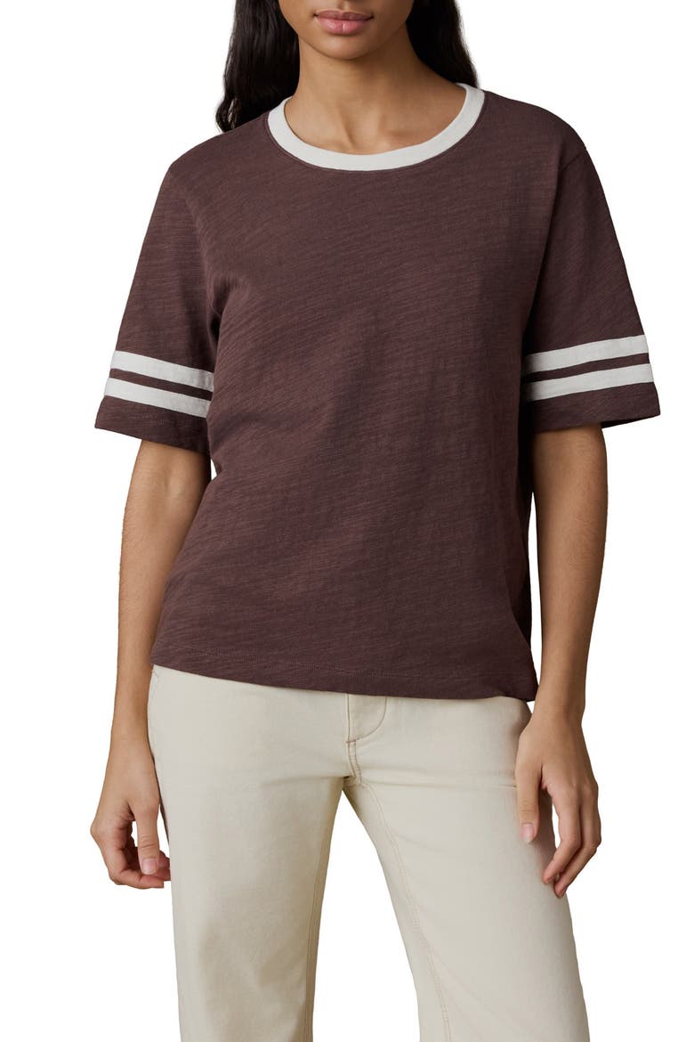 Sunwashed Varsity Organic Cotton Slub T-Shirt, Main, color, FRENCH ROAST
