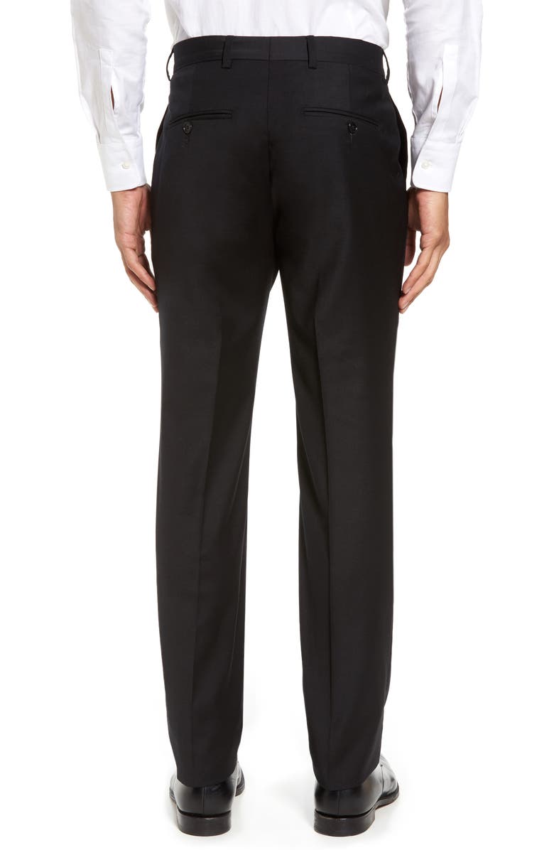 Strong Suit Flat Front Stretch Solid Wool Trousers, Alternate, color,