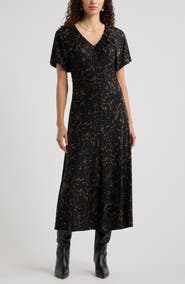 Nordstrom Ruched V-Neck Knit Dress
