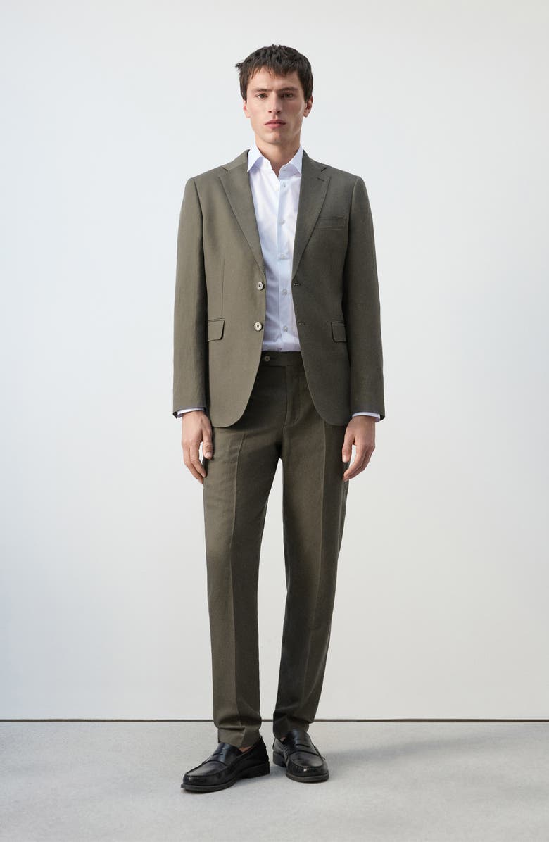 MANGO Amalfi Slim Fit Lyocell & Linen Blend Suit Jacket, Alternate, color, Khaki Green