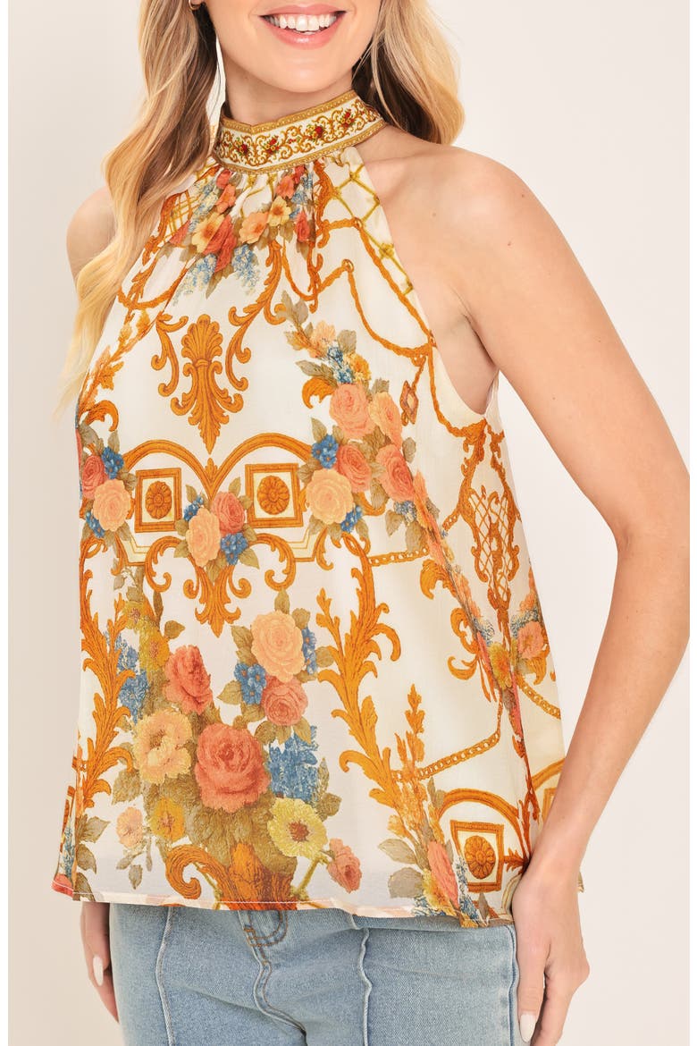 Floral Print Halter Top, Main, color, IVORY