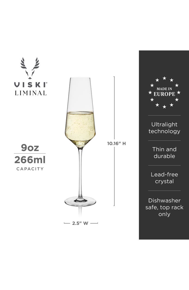 Viski Reserve Liminal Champagne Flutes Set of 4, Alternate, color, Clear