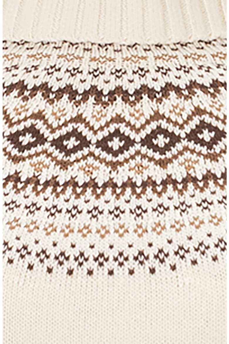 Organic Long Sleeve Turtleneck Intarsia Sweater Dress, Alternate, color, Ivory Fireside Fair Isle