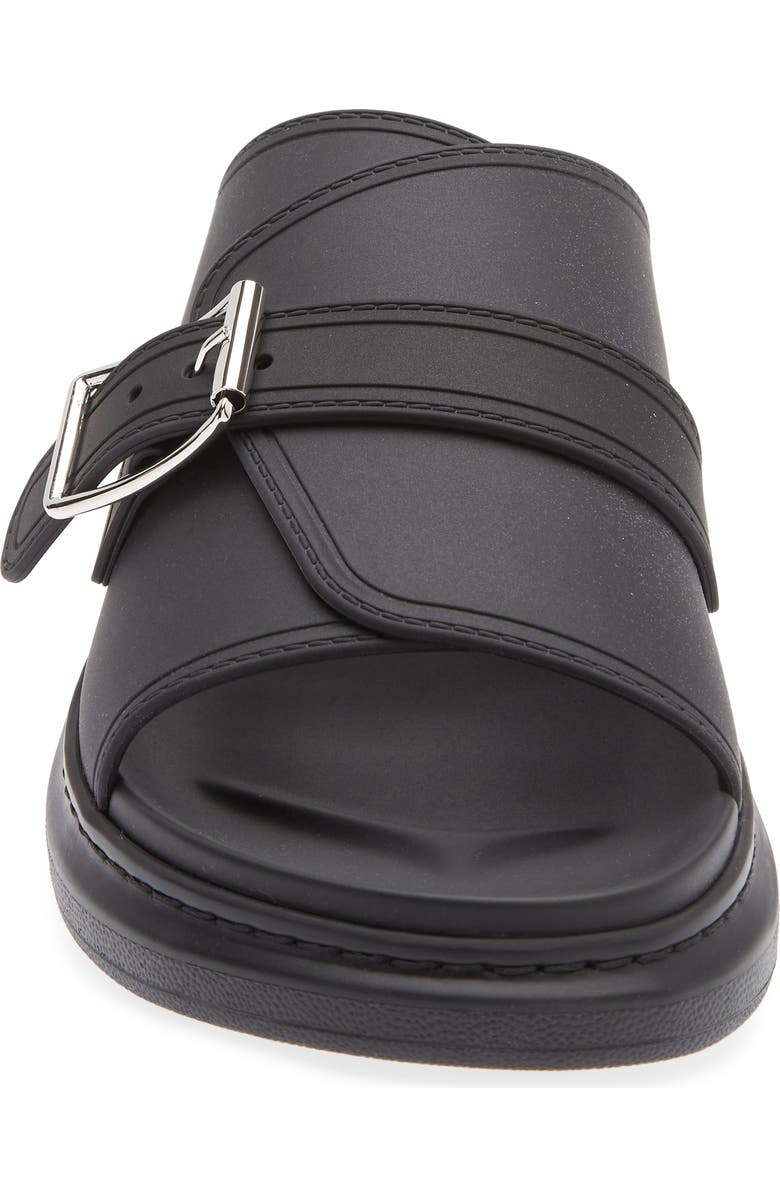 McQueen Buckle Rubber Slide Sandal, Alternate, color, Black