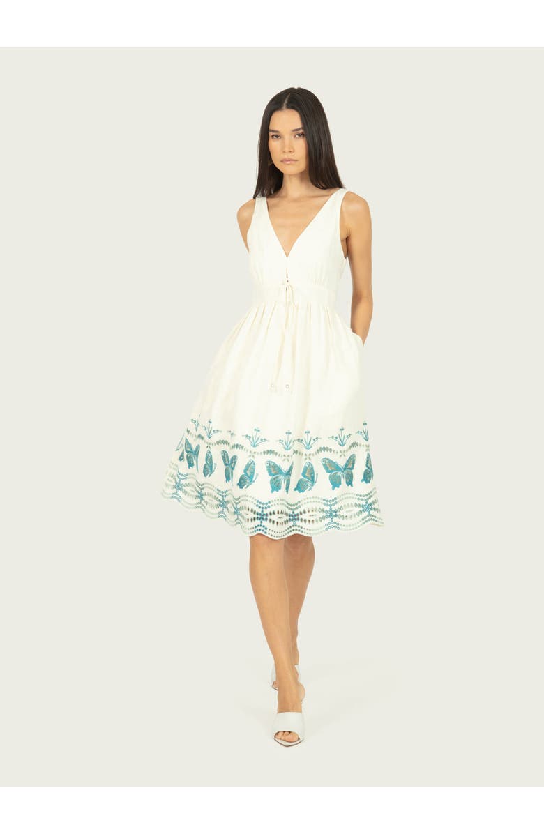 SECRET MISSION Verona Dress, Alternate, color, Crème & Multi Blue Embroidery