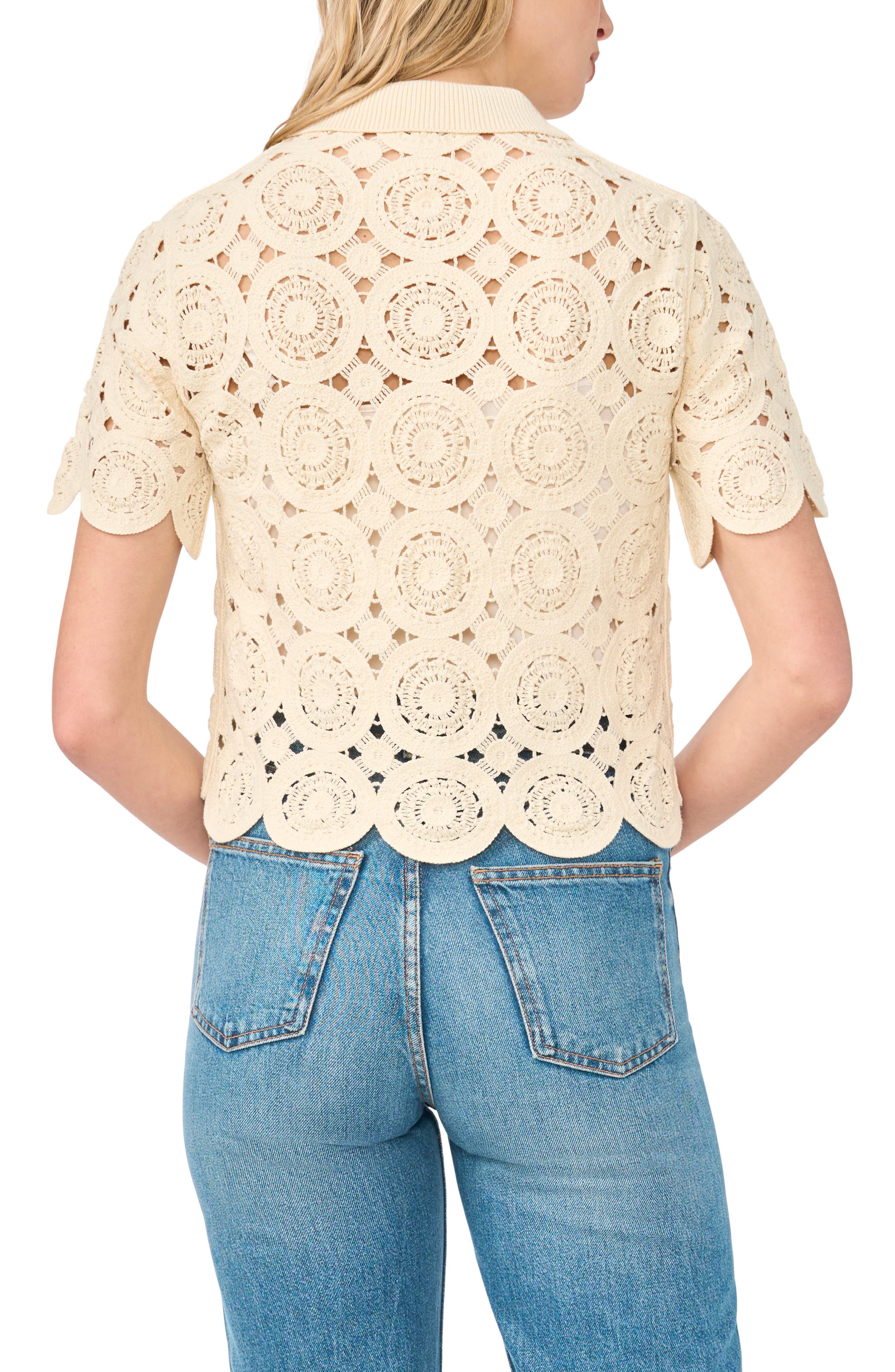 Crochet Short Sleeve Cardigan - image 2