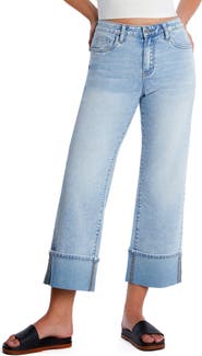 HINT OF BLU Clever Cuffed High Waist Wide Leg Jeans