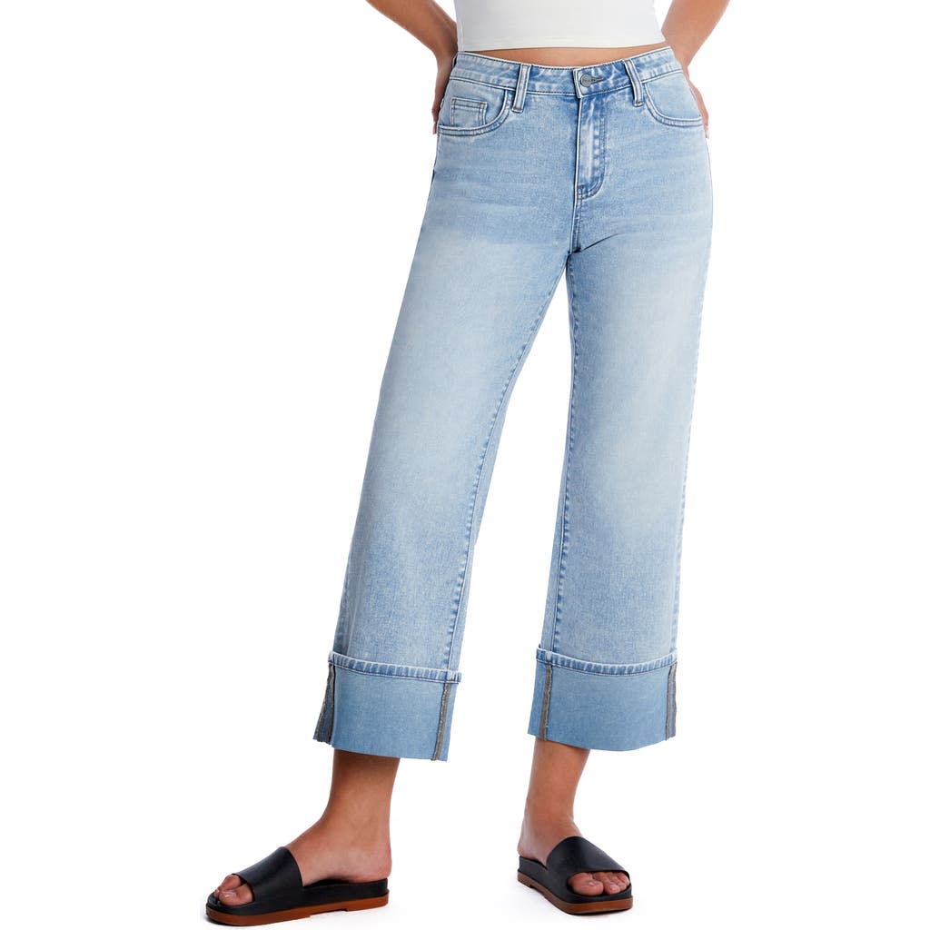 HINT OF BLU Clever Cuffed High Waist Wide Leg Jeans in Cool Girl Blue  product