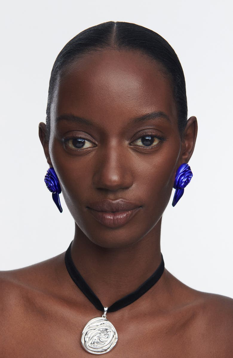 Sterling King Rosette Stud Earrings, Alternate, color, Blue