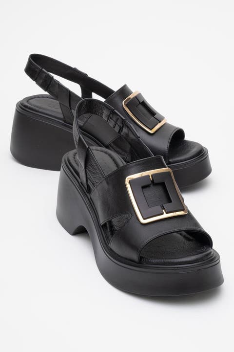 Lucia Leather Buckle Platform Sandal