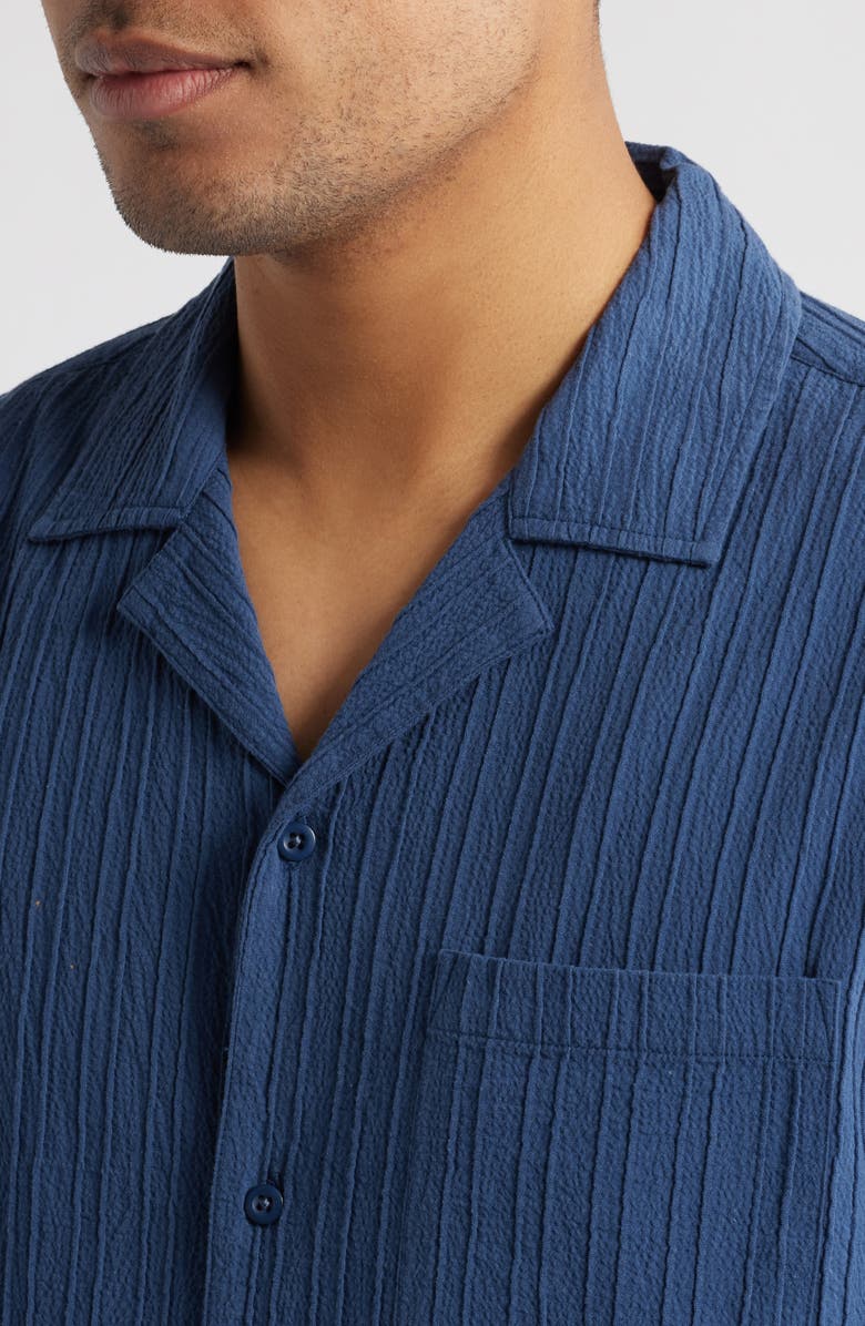 Rails Ohana Short Sleeve Stretch Cotton Plissé Camp Shirt, Alternate, color, Sea Blue