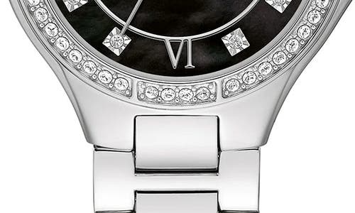 Bulova Crystal Bezel Mother Of Pearl Bracelet Watch, 32mm In Silver