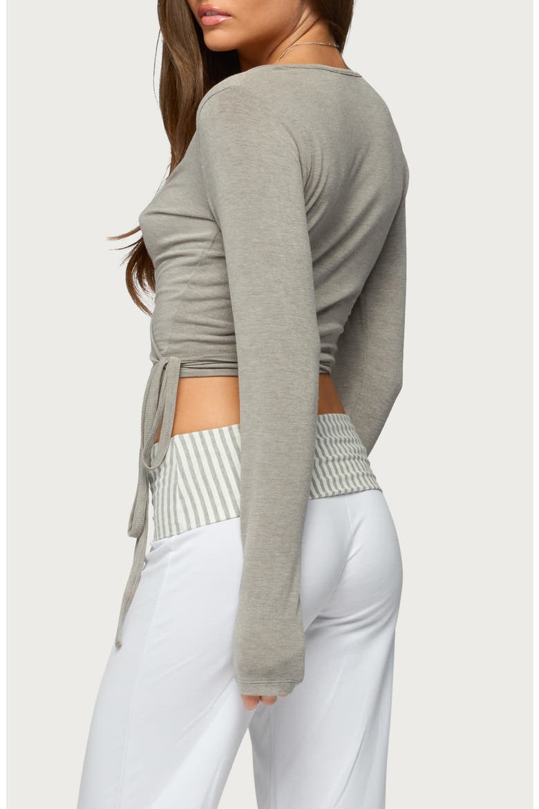 Malenna Wrap Crop Top, Alternate, color, GRAY-MELANGE