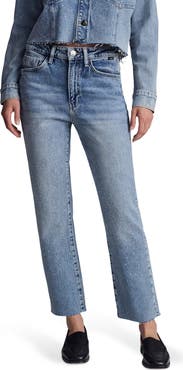 Mavi Jeans New York Rhinestone Chew Hem Ankle Straight Leg Jeans