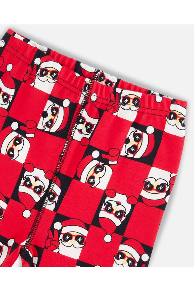 Boy's Organic Cotton Two Piece Pajama Set Red Printed Santa, Alternate, color, Printed Santa Claus