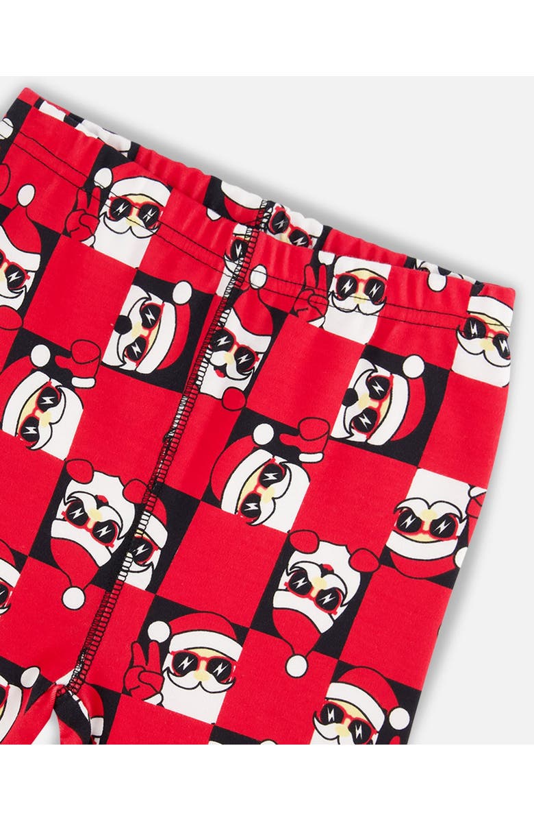 Deux par Deux Boy's Organic Cotton Two Piece Pajama Set Red Printed Santa, Alternate, color, 