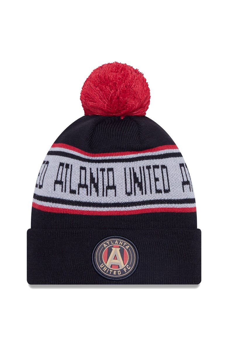 New Era Men's New Era Black Atlanta United FC Repeat Cuffed Knit Hat with Pom, Main, color, 