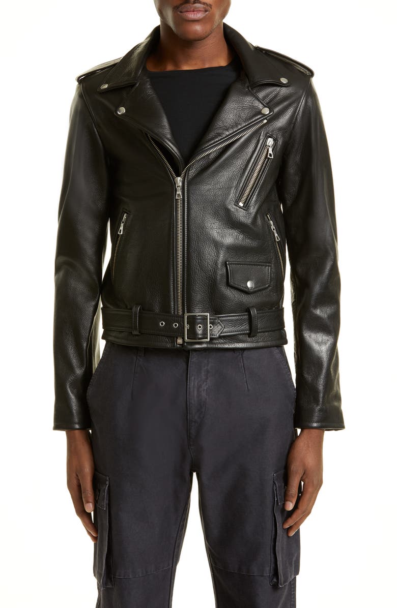John Elliott Classic Leather Moto Jacket, Main, color, 