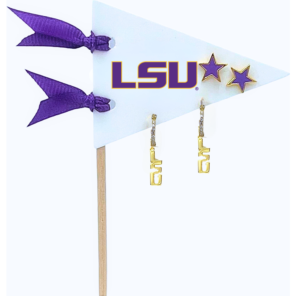 Color Shout University Of South Carolina Pennant Pair Earring Set In Gold