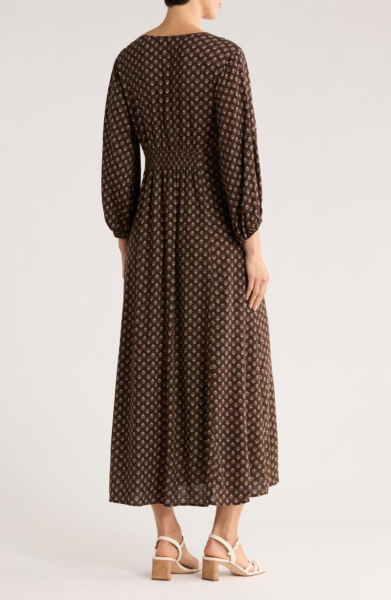 MAX STUDIO Three-Quarter Sleeve Maxi Dress, Alternate, color, Rust Copper/ Brown