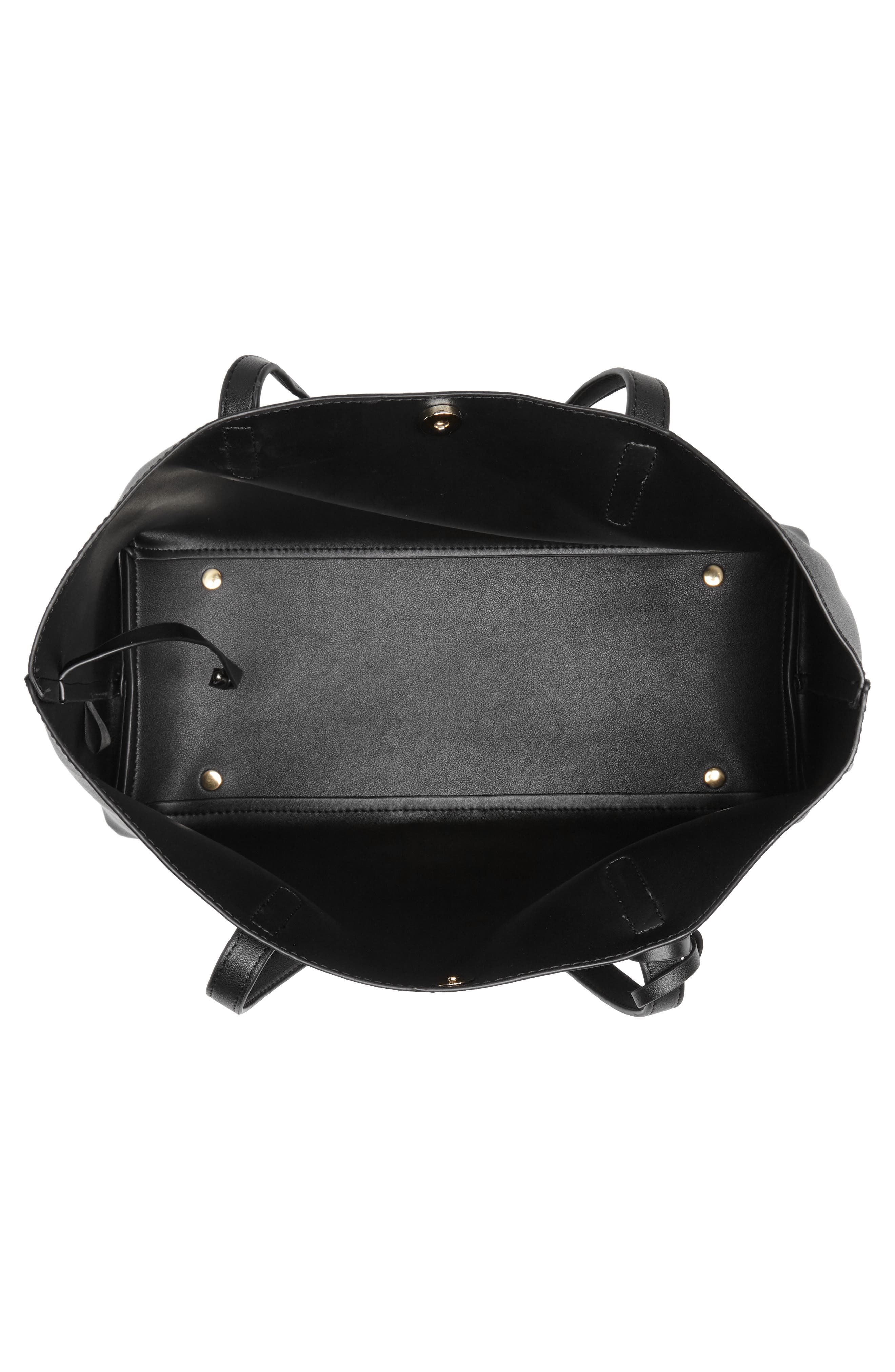 Zeda Faux Leather Tote, Alternate, color, BLACK