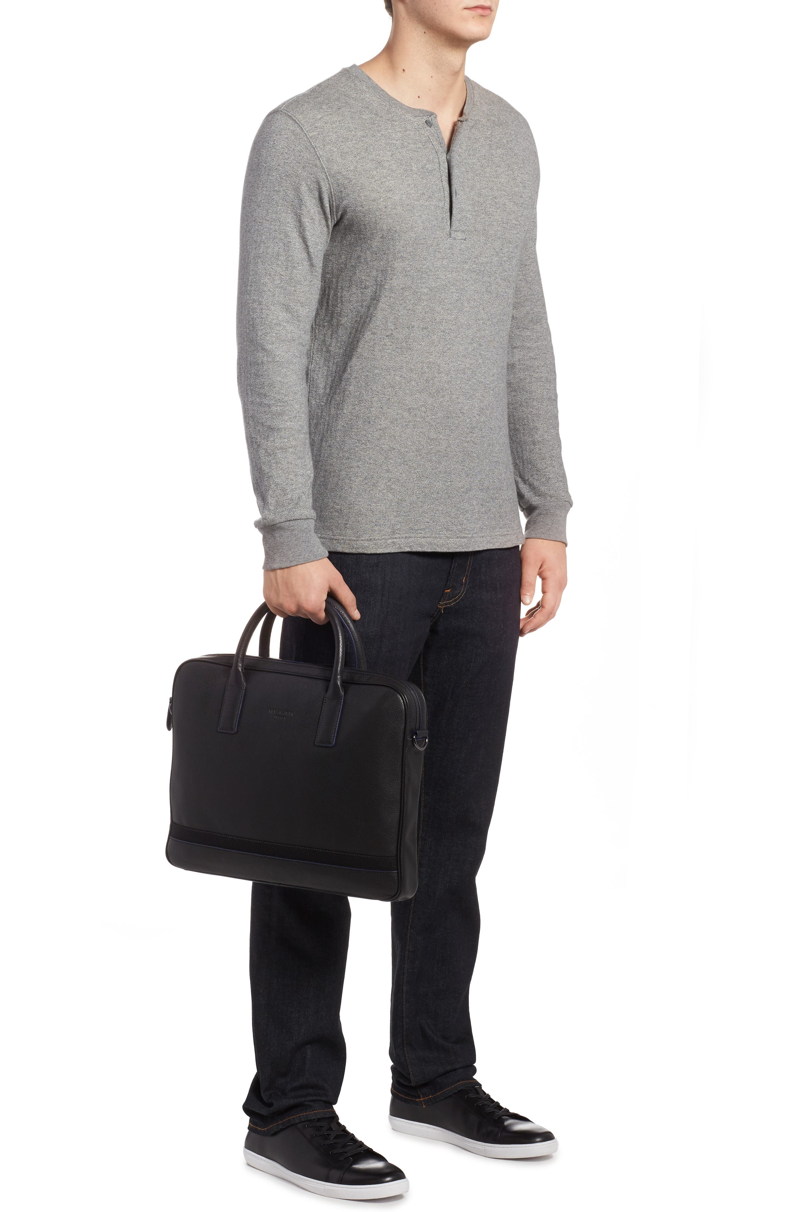Ted Baker London Lowmee Leather Briefcase, Alternate, color, 