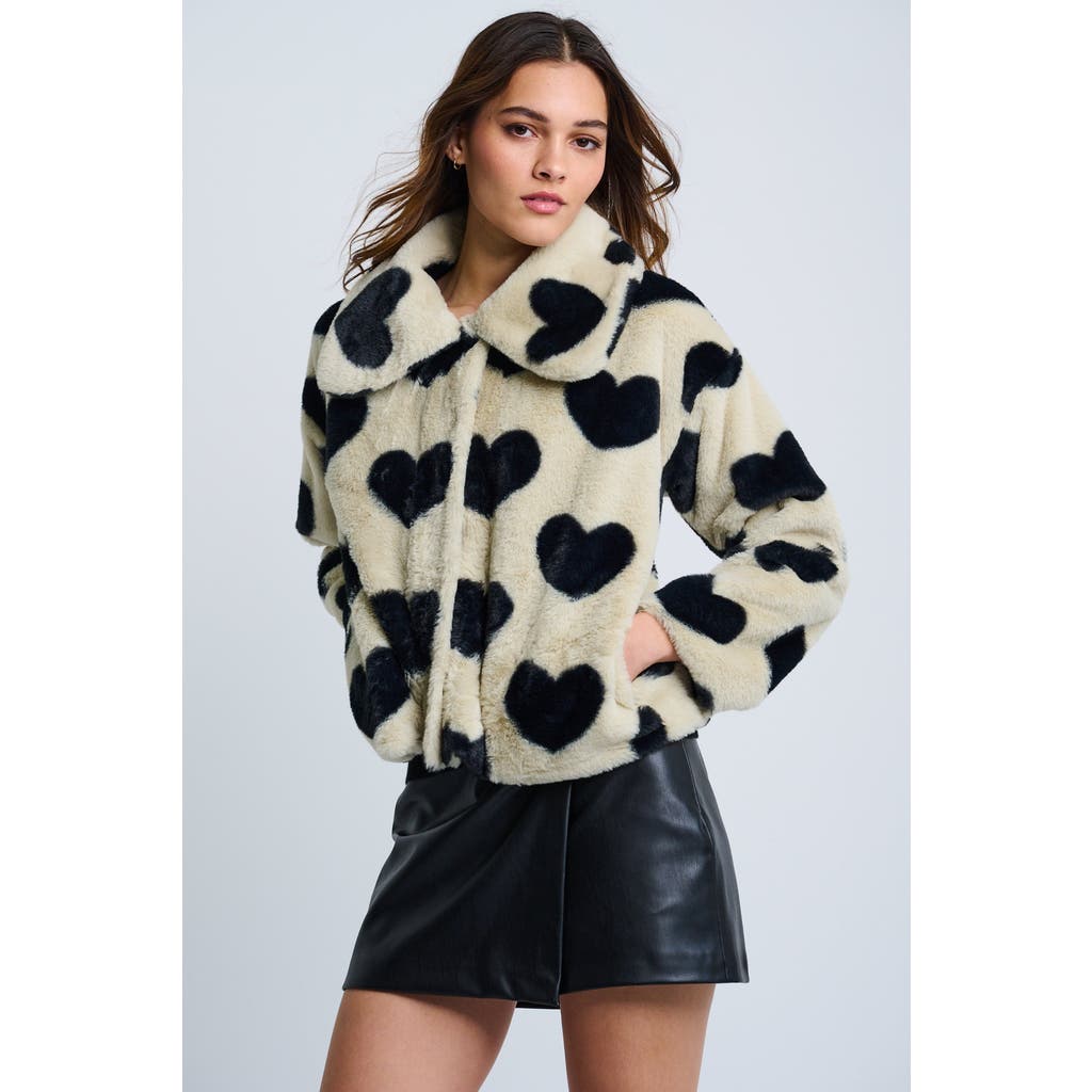 Lisa Todd Love Shag Faux Fur Heart Jacket In White