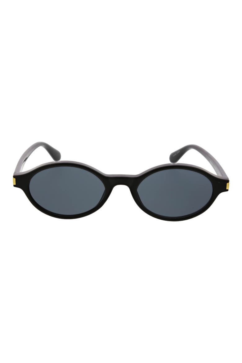 Small Slim Oval Sunglasses, Main, color, SHINY BLACK