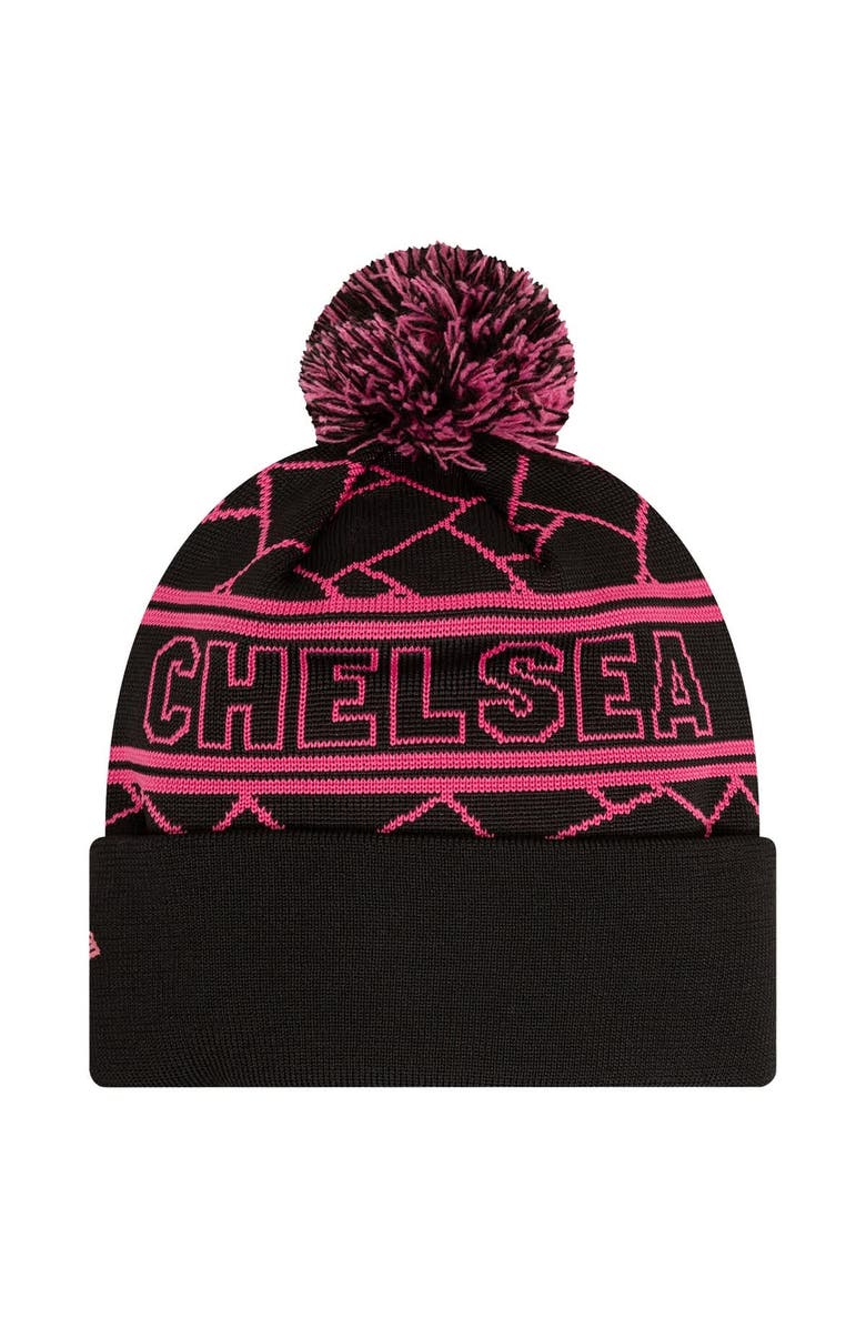 New Era Men's New Era Black Chelsea Sport Cuffed Knit Hat with Pom, Alternate, color, 