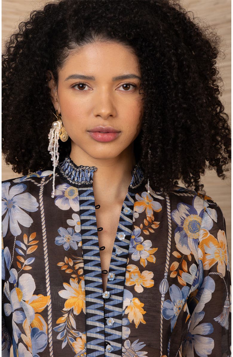 Hale Bob Zola Linen Organza Top, Alternate, color, Black