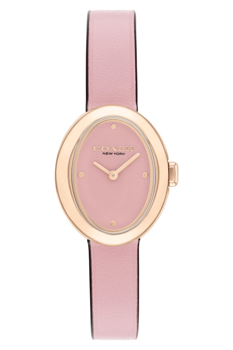 Sammy Leather Strap Watch, 22.5mm, Main, color, PINK