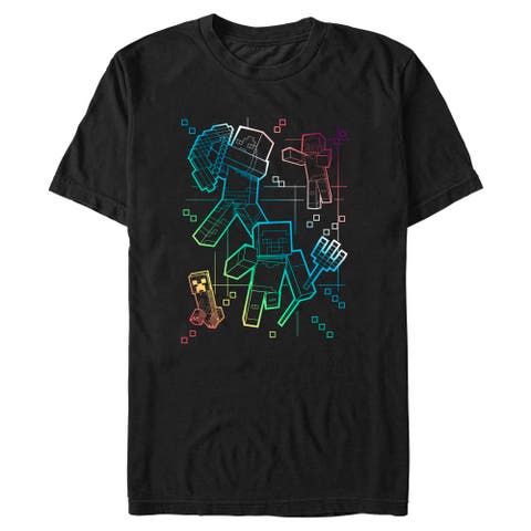 Men's Minecraft Rainbow Characters Lines  Graphic T-Shirt
