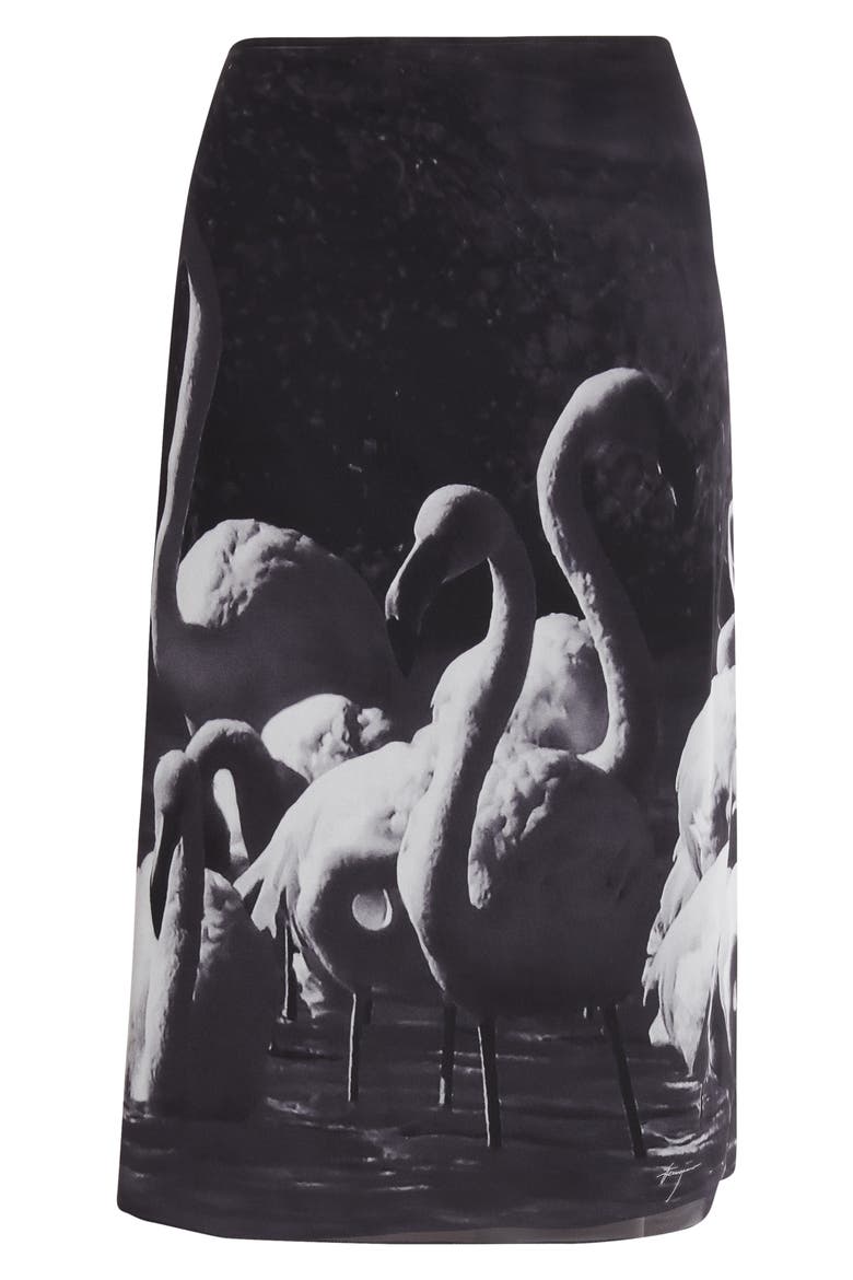 Trinidad Print Silk Georgette Midi Skirt, Alternate, color, LIGHT GREY/ NERO