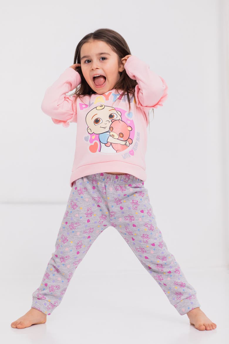JJ Fleece 2-Piece Sweatshirt and Pants Set, Alternate, color, JJ Pink Heather Grey