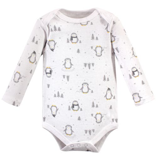 Hudson Baby Cotton Long-sleeve Bodysuits 5-pack In Gray
