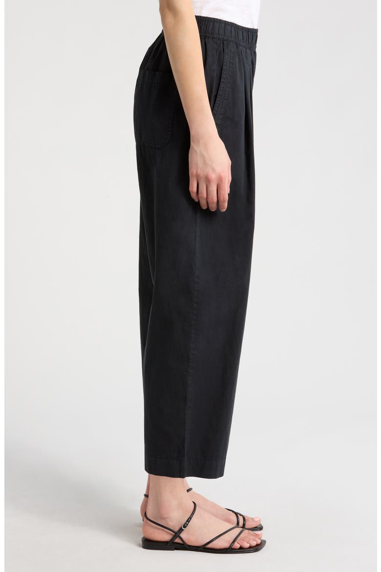 Kyra Pull-On Poplin Barrel Pants, Alternate, color, BLACK