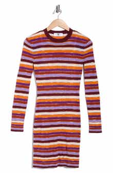 M Missoni Stripe Long Sleeve Rib Knit Minidress