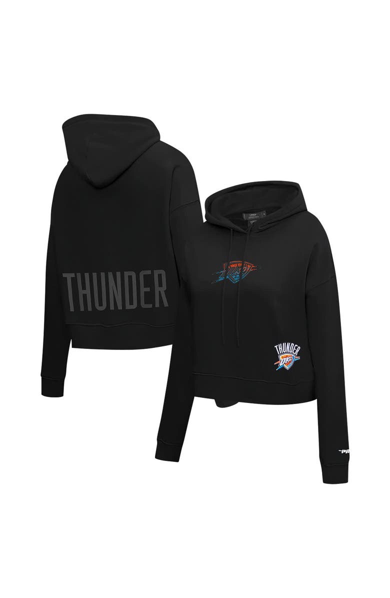 PRO STANDARD Women's Pro Standard Black Oklahoma City Thunder Jewels Cropped Pullover Hoodie, Main, color, 
