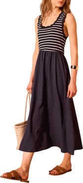 MINT VELVET Striped Scallop Trim Midi Dress