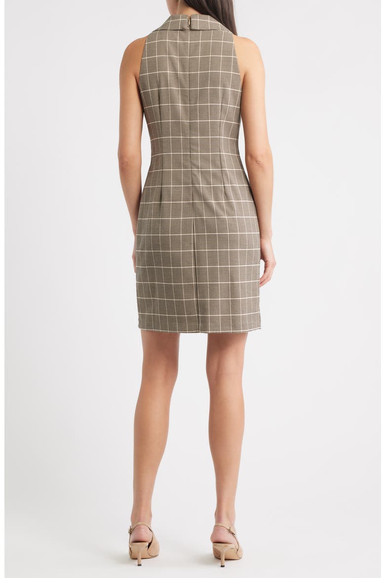 Windowpane Plaid Coat Dress, Alternate, color, BLACK TAN