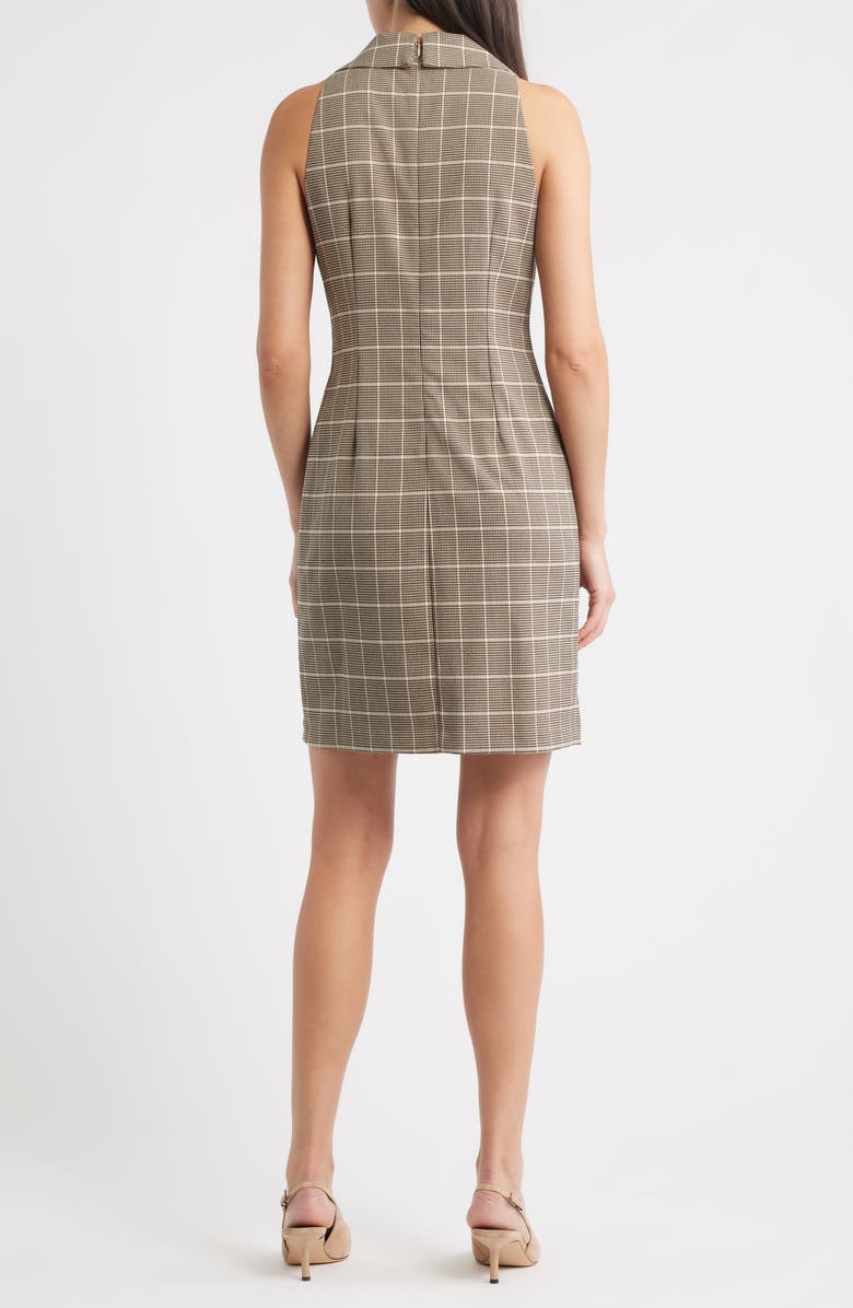Vince Camuto Windowpane Plaid Coat Dress, Alternate, color, Black Tan