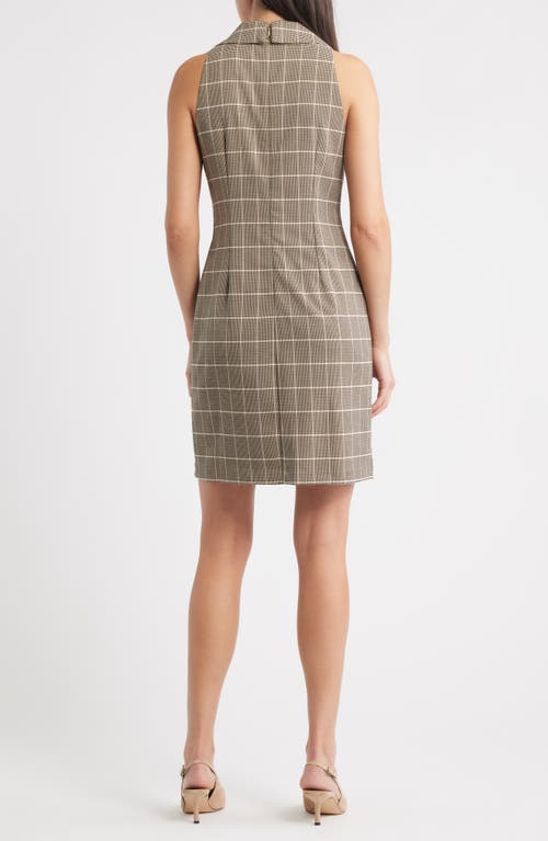 Vince Camuto Windowpane Plaid Coat Dress In Gray
