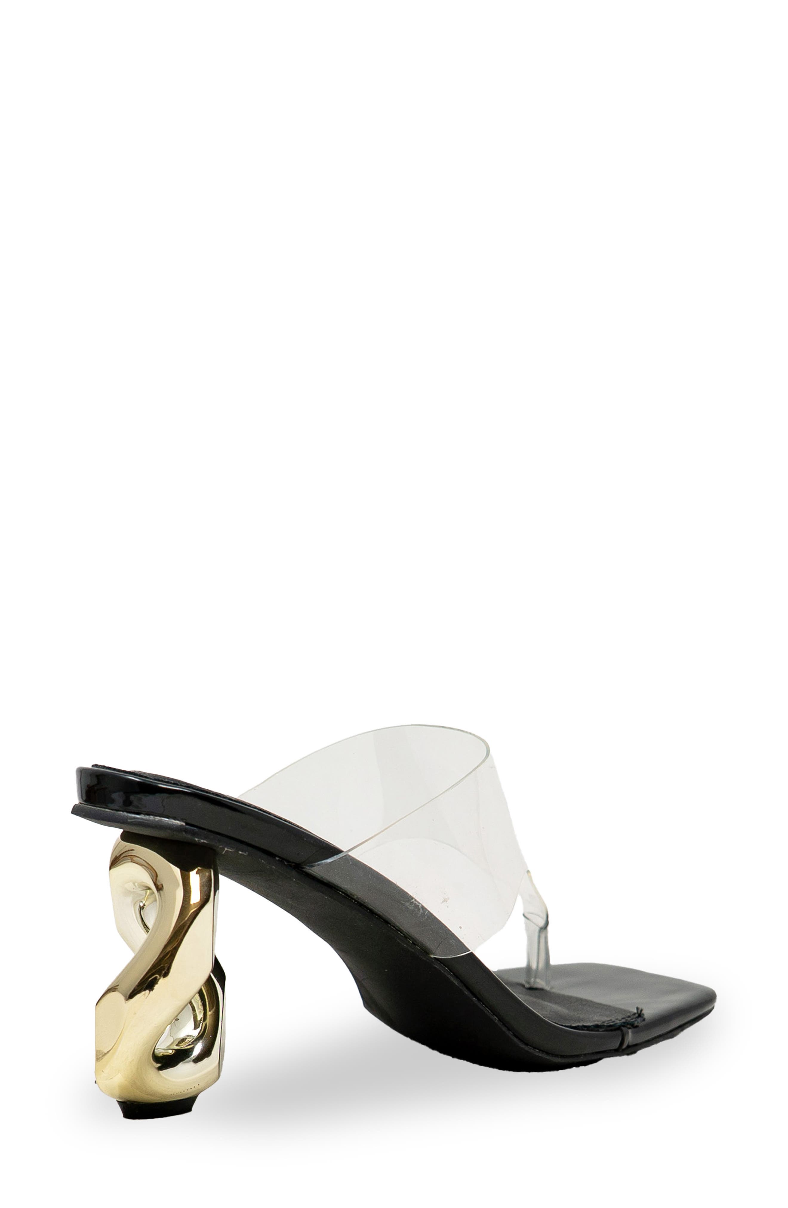 CHASE AND CHLOE Ryella Clear Strap Sandal, Alternate, color, Black Pu