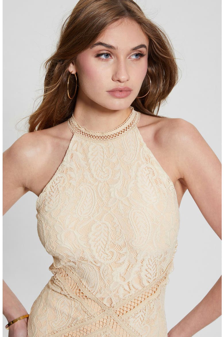 Liza Lace Dress, Alternate, color, PEARL OYSTER