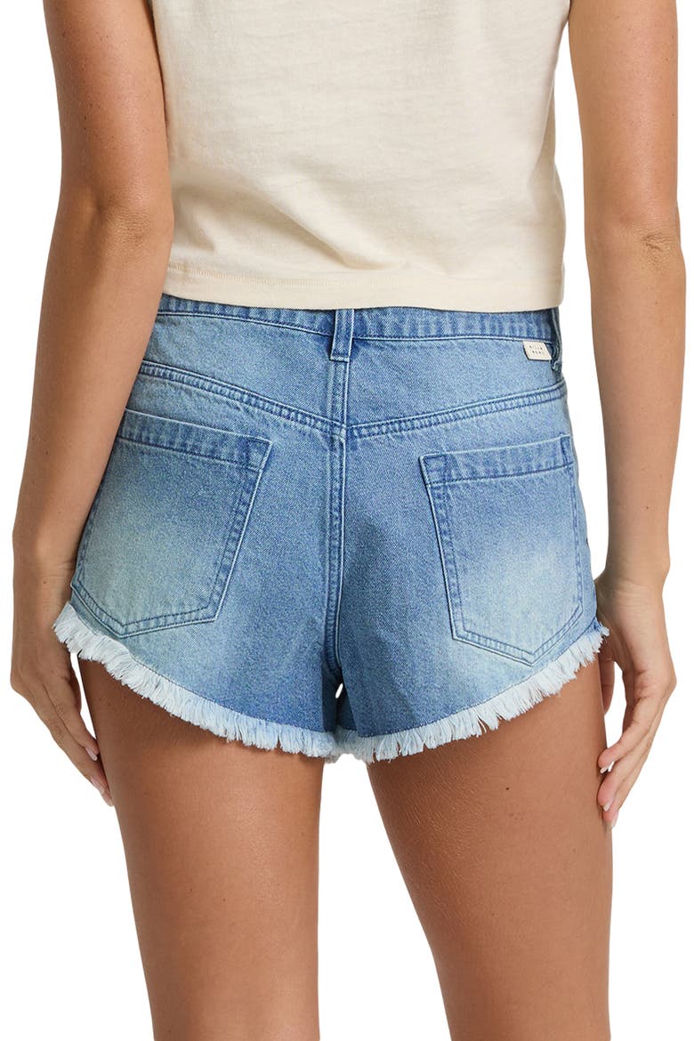 Beach Dreamin' Lace-Up Denim Shorts, Alternate, color, FADED INDIGO FRAY