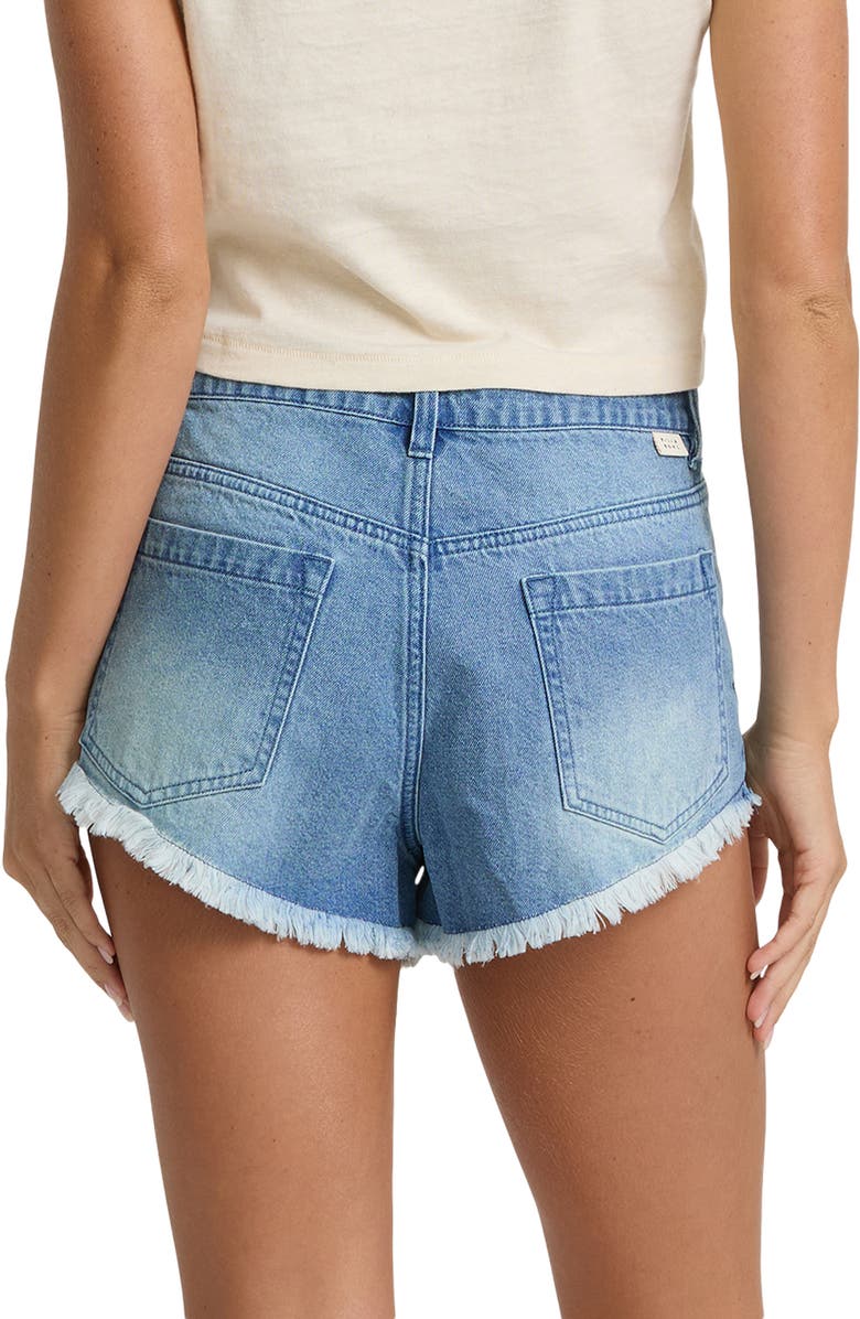 Billabong Beach Dreamin' Lace-Up Denim Shorts, Alternate, color, Faded Indigo Fray
