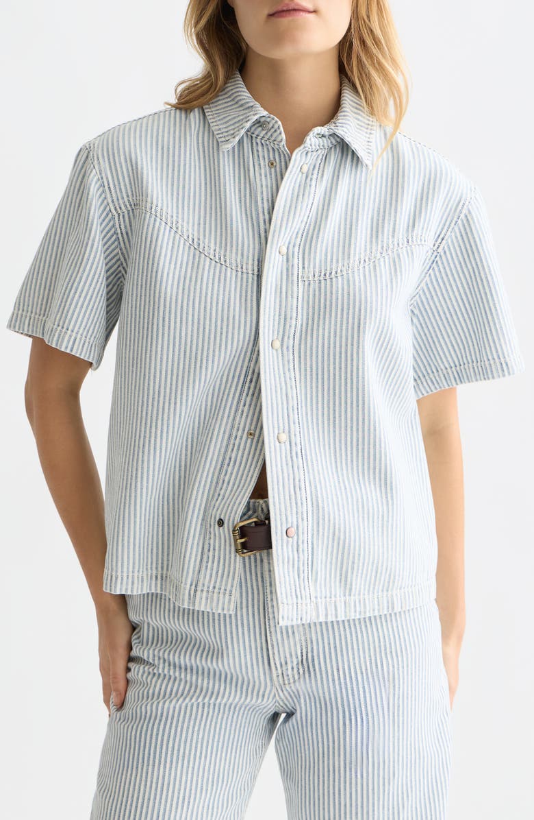 Scotch & Soda Stripe Denim Shirt, Main, color, Indigo Stripe