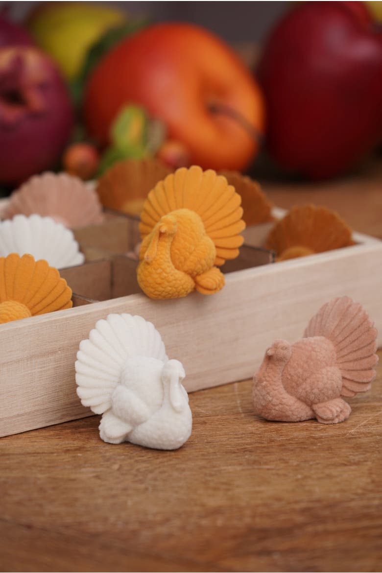 Flocked Turkey In Box Figurines Assortment of 12, Alternate, color, Yellow